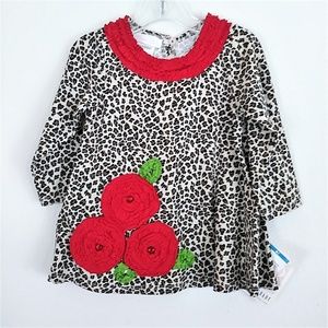 💥3/$12 Bonnie Baby leopard Red ruffled shirt